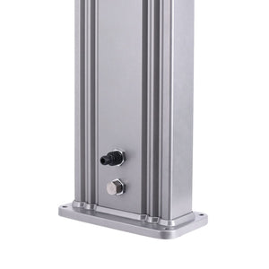 SINED Doccia Solare Grigia in Alluminio con Fascia in Legno Serbatoio da 40 Litri Altezza 224 cm Miscelatore e Rubinetto Lavapiedi Modello Ella