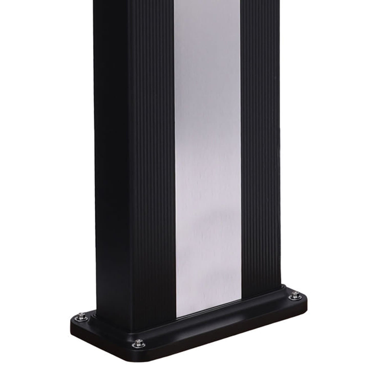 SINED Doccia Solare Nera In Alluminio con Fascia Centrale Inox Serbatoio 40 Litri Altezza 224 cm Miscelatore e Soffione Quadrato Modello Ella