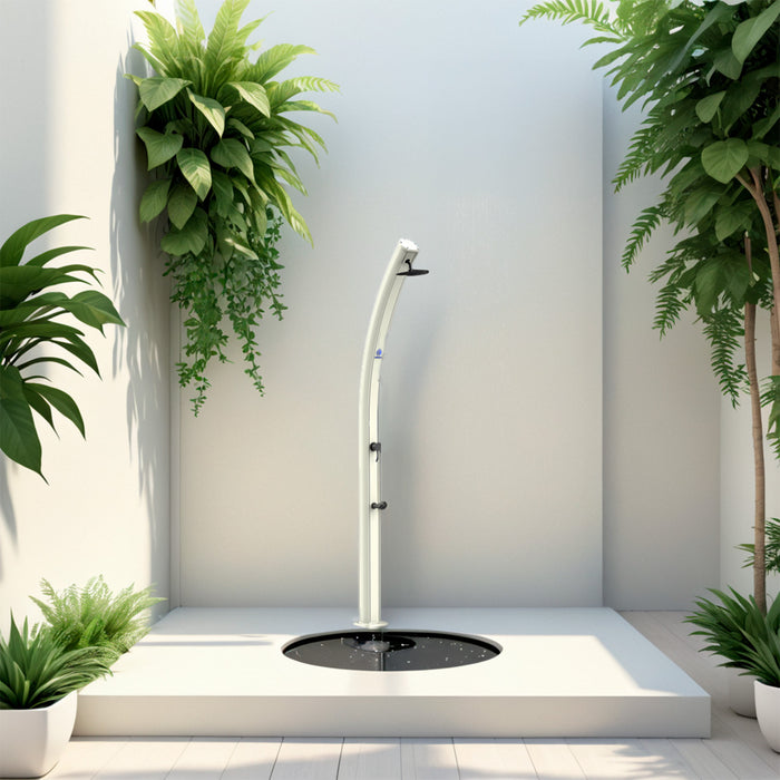 Sined Emi Doccia Solare In Alluminio Con Soffione e Lavapiedi Da 25 Litri Bianca