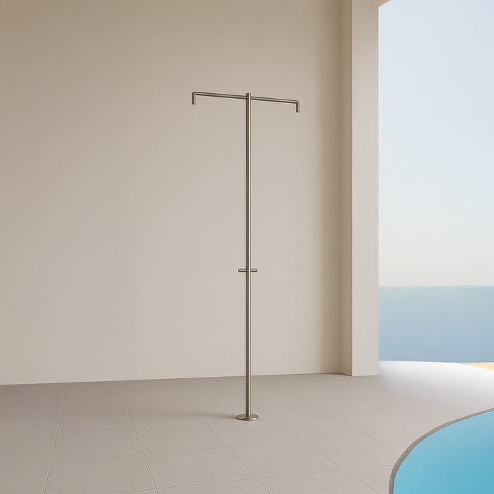 Sined Doccia Inox Bicefalo Doccia In Acciaio Inox 316l Con Temporizzatore Doppio Soffione Solo Acqua Fredda Risparmio Acqua Installazione Semplice Con Scatola Cbox Dedicata Per Ogni Spazio Esterno