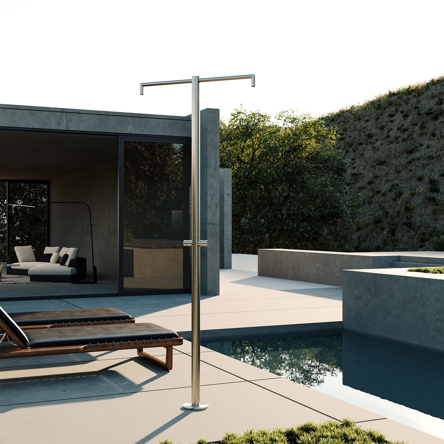 Sined Doccia Inox Bicefalo Doccia In Acciaio Inox 316l Con Temporizzatore Doppio Soffione Solo Acqua Fredda Risparmio Acqua Installazione Semplice Con Scatola Cbox Dedicata Per Ogni Spazio Esterno