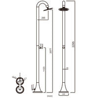 Sined Doccia Inox Luna Tmp Inox Doccia In Acciaio Inox Doppio Attacco Acqua Fredda Laterale o Inferiore Doccia Acqua Fredda Temporizzata Con Soffione e Miscelatore Tondo Inox