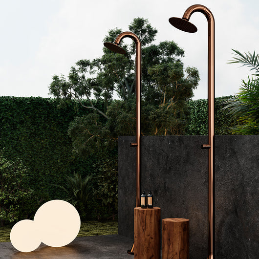 Doccia Temporizzata Luna in Acciaio Inox 316L Oro Rosa per Esterni Resistente alla Corrosione e agli Agenti Atmosferici SINED