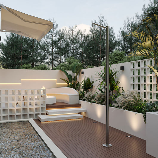 SINED Doccia Inox Satinato 316L Monocolo con Temporizzatore per Acqua Fredda e Soffione Antivandalo Ideale per Spazi Comunitari e Resistente alla Corrosione Modello DOCCIA INOX MONOCOLO