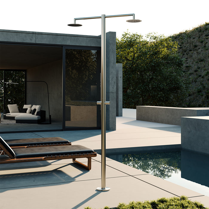 Sined Ortro Doccia Per Esterni Ed Interni In Acciaio 2 Soffion1 Acqua Fredda Temporizzata Inox