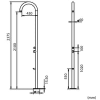 SINED Doccia Esterna Inox Satinato in Acciaio 316L 244 cm di Altezza 6 cm di Diametro Con Sistema Cbox Ideale per Ambienti Marini e Piscine Modello Olbia