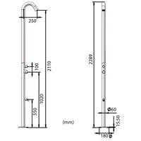 SILED Doccia Esterna In Acciaio Inox 316L Bianco Opaco con Miscelatori per Acqua CaldaFredda e Lavapiedi Montaggio Cbox per Giardini e Yacht Modello DOCCIAQUARTUBIANCA