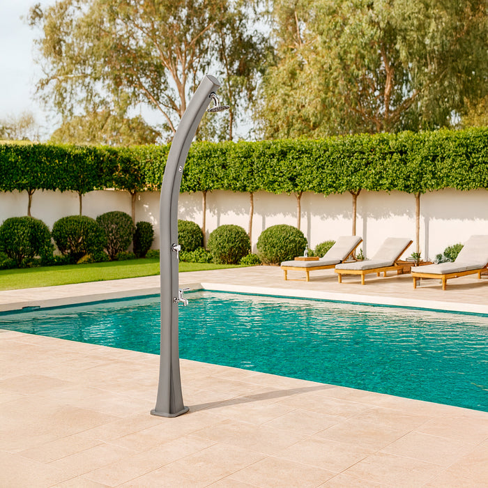 Sined Sole Grigia Doccia Solare Da Piscina Curva In Polietilene Hd Con Lavapiedi Grigio