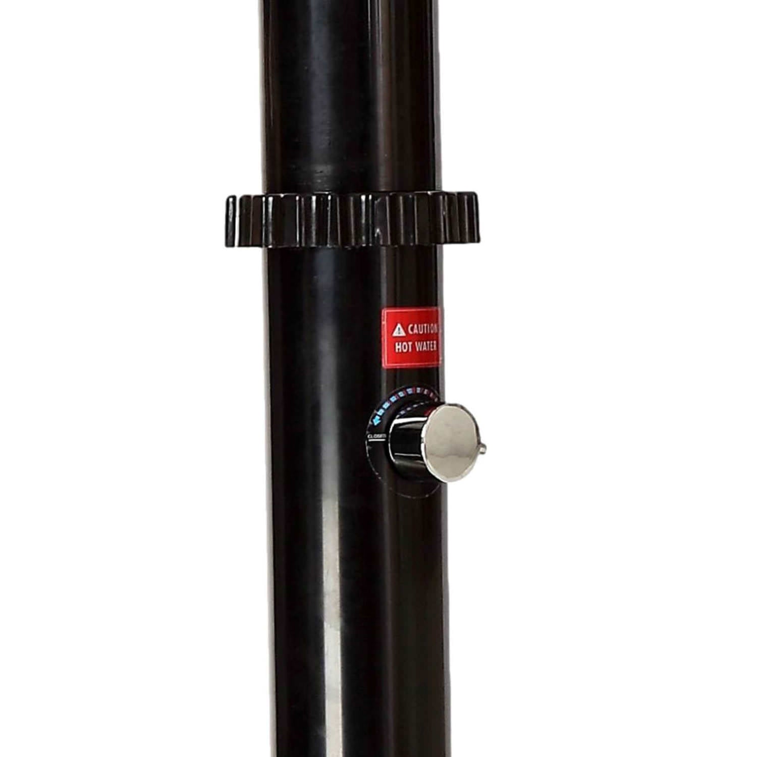 Doccia Solare Da Giardino Con Struttura In PVC Nero Serbatoio Da 18 Litri Soffione Rotondo In ABS Da 7 Cm Miscelatore In Metallo Altezza 211 Cm MPC DOCCIATOMNERA