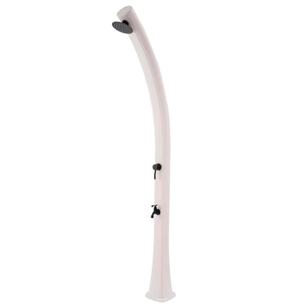 MPC Doccia Riscaldamento Solare Bianca in Polietilene HD Struttura Curva Altezza 226 cm Serbatoio 25 Litri e Accessori in Ottone Modello Rio