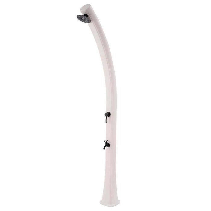 MPC Doccia Riscaldamento Solare Bianca in Polietilene HD Struttura Curva Altezza 226 cm Serbatoio 25 Litri e Accessori in Ottone Modello Rio