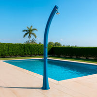 Starmatrix Rio Doccia a Riscaldamento Solare Curva In Polietilene Serbatoio 25 l Con Lavapiedi Blu Soffione Rotondo Serbatoio 25 Litri Con Lavapiedi Accessori e Rubinetti In Ottone