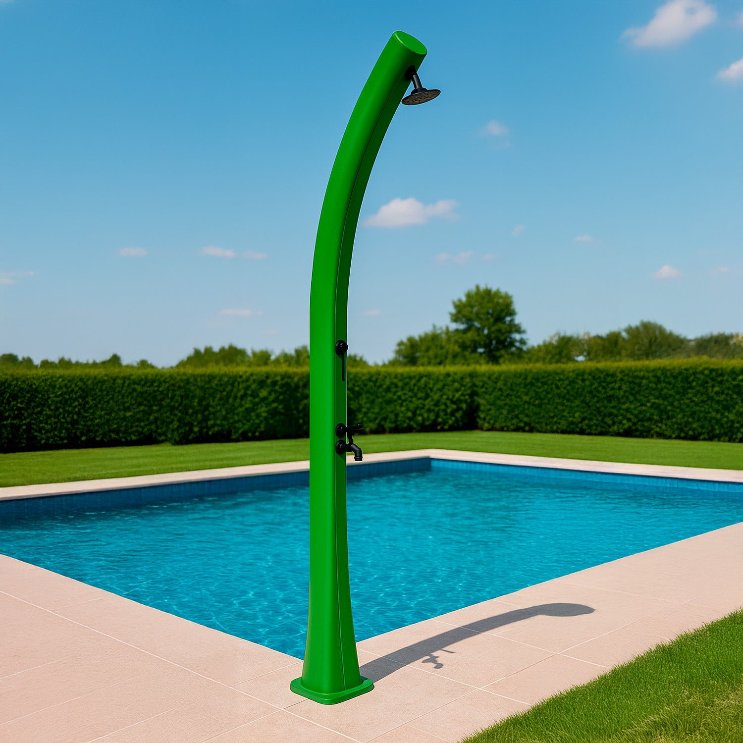 MPC Doccia Verde in Polietilene HD a Riscaldamento Solare con Serbatoio da 25 Litri e Rubinetti Neri Modello Rio Altezza 226 cm Soffione Rotondo Diametro 10 cm Ideale per Esterni