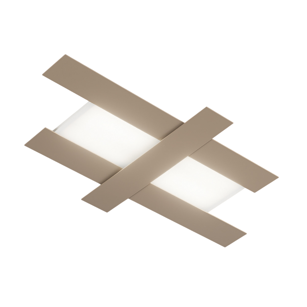 Applique led design moderno 50W tortora - Struttura geometrica in acciaio, luce calda 3000K, 2620lm, larghezza 104 cm, IP20