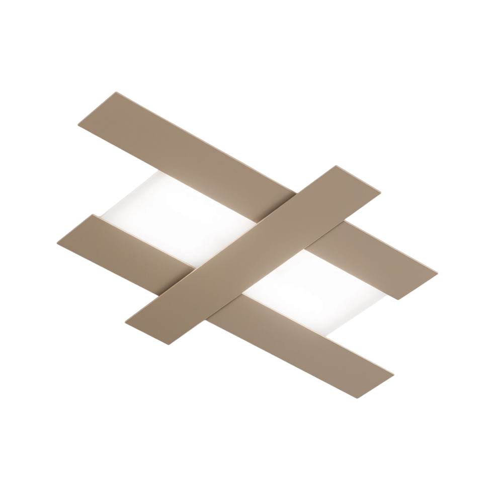 Applique led design moderno 40W tortora - Struttura geometrica in acciaio, luce calda 3000K, 2620lm, larghezza 84 cm, IP20