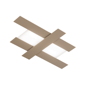 Applique led design moderno 40W tortora - Struttura geometrica in acciaio, luce calda 3000K, 2620lm, larghezza 84 cm, IP20