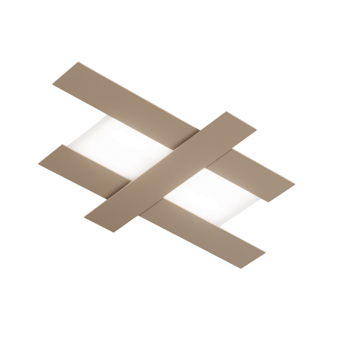 Applique led design moderno 40W tortora - Struttura geometrica in acciaio, luce calda 3000K, 2620lm, larghezza 84 cm, IP20