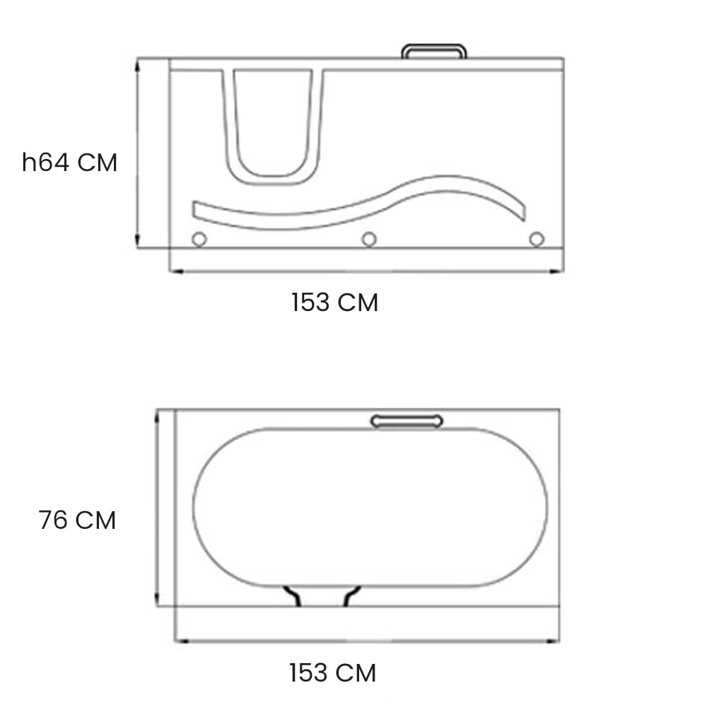 Vasca idromassaggio con Sportello a Sinistra 153 x 76 cm – Dolly