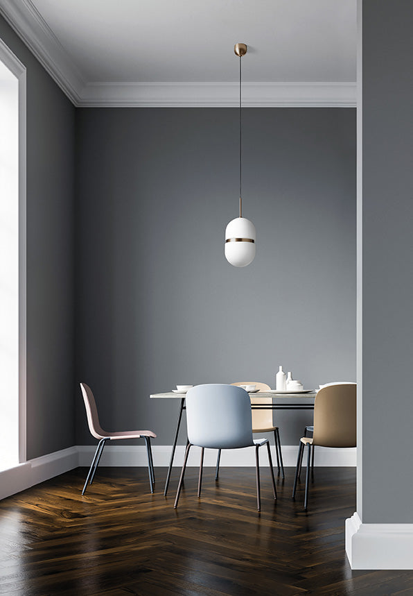 DOMU SOSPENSIONE GRANDE BRONZO VETRO BIANCO 1 LUCE ATTACCO GX53 D.20CM