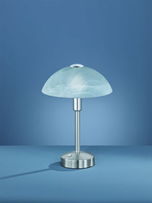 DONNA LAMPADA DA TAVOLO LED 4,5W · 1x 450lm, 3000K CON VETRO ALABASTRO E MONTATURA ACCIAIO SATINATO CON TOUCH DIMMER 4 INTENSITA' H. 30CM, D.22,5CM