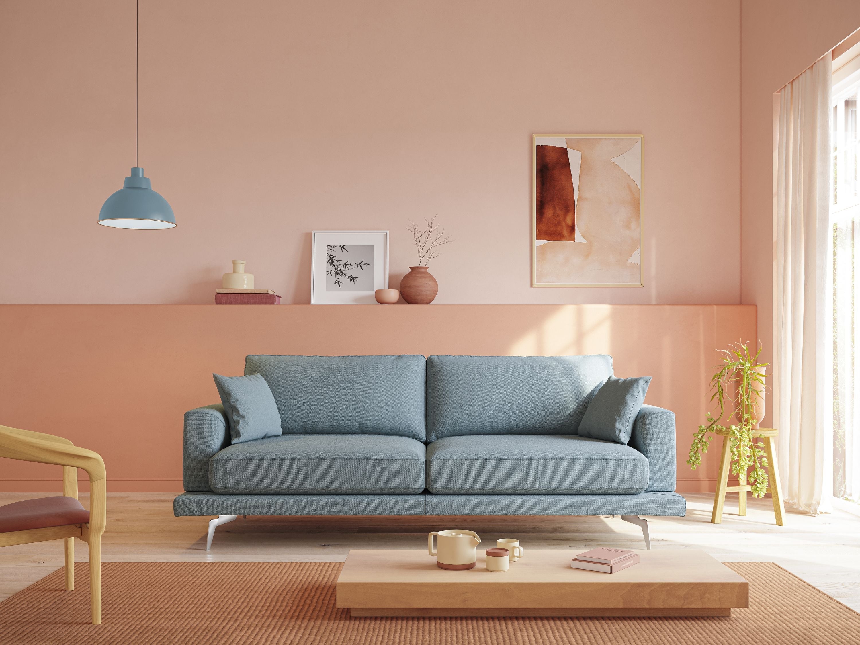 Dorian Divano moderno in tessuto morbido antimacchia T05 178 cm marrone