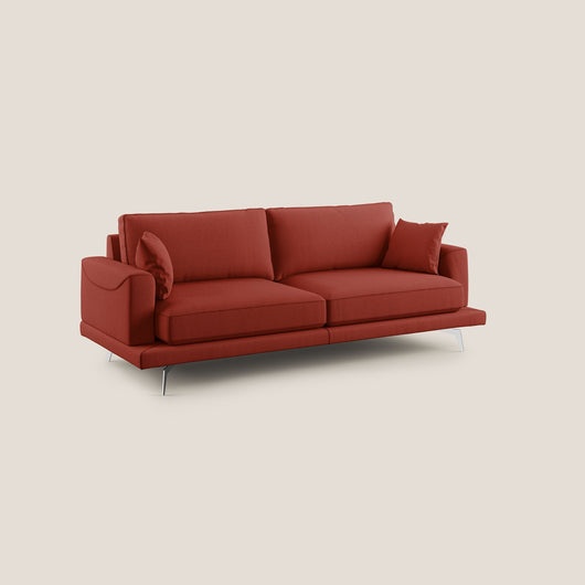 Divano 3 Posti 218x88x93 cm in Tessuto Rosso
