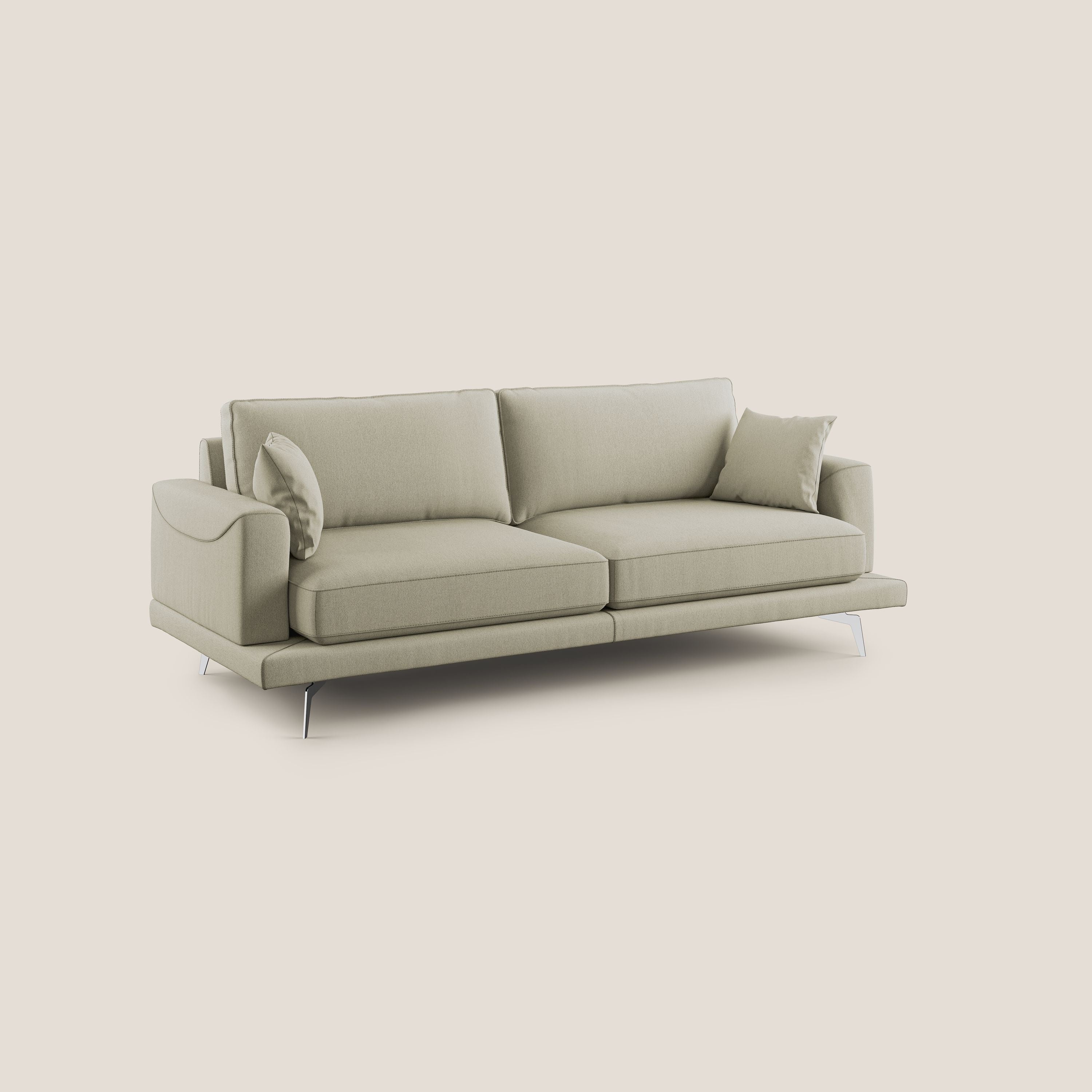 Divano 3 Posti 198x88x93 cm in Tessuto Panna