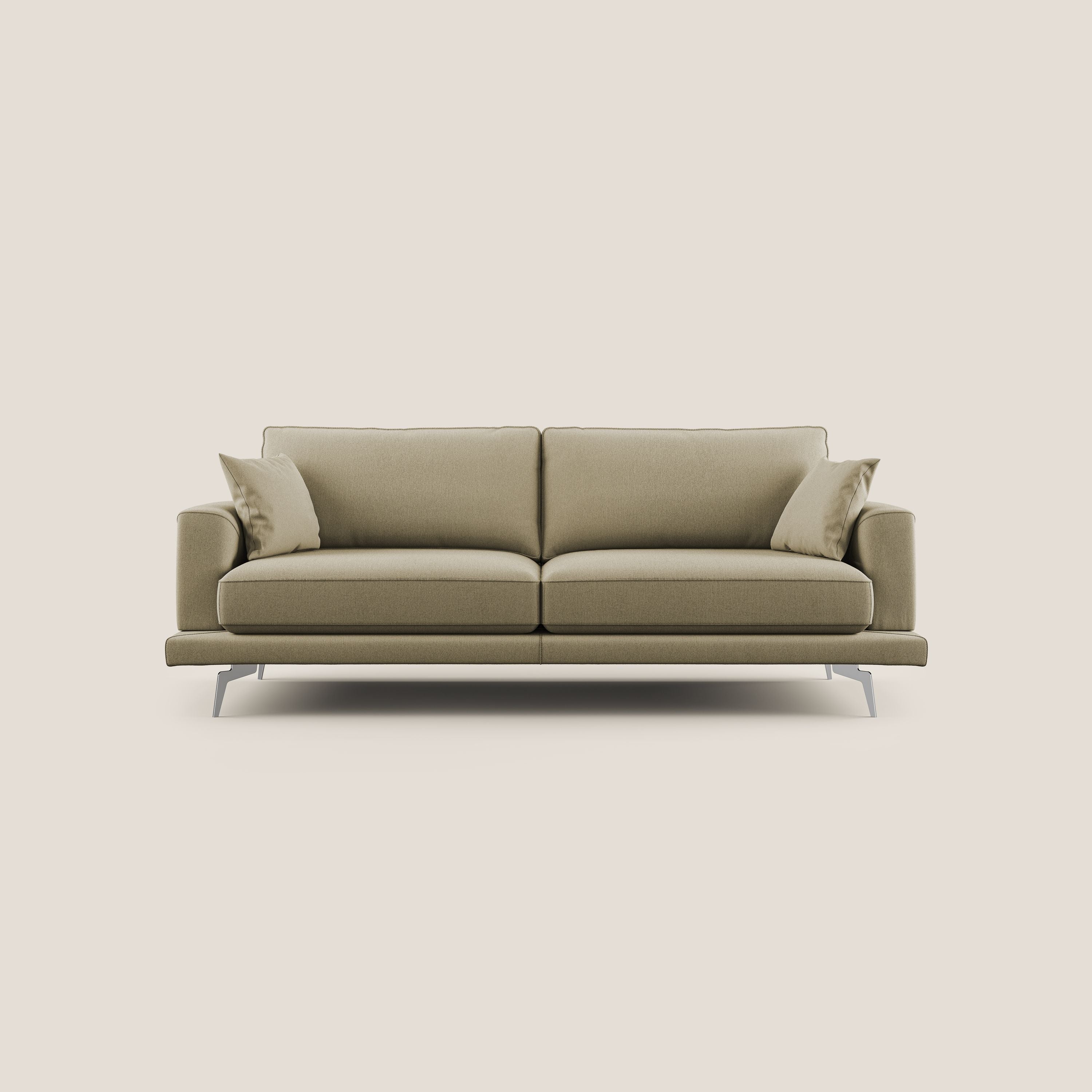 Divano 3 Posti 218x88x93 cm in Tessuto Cammello