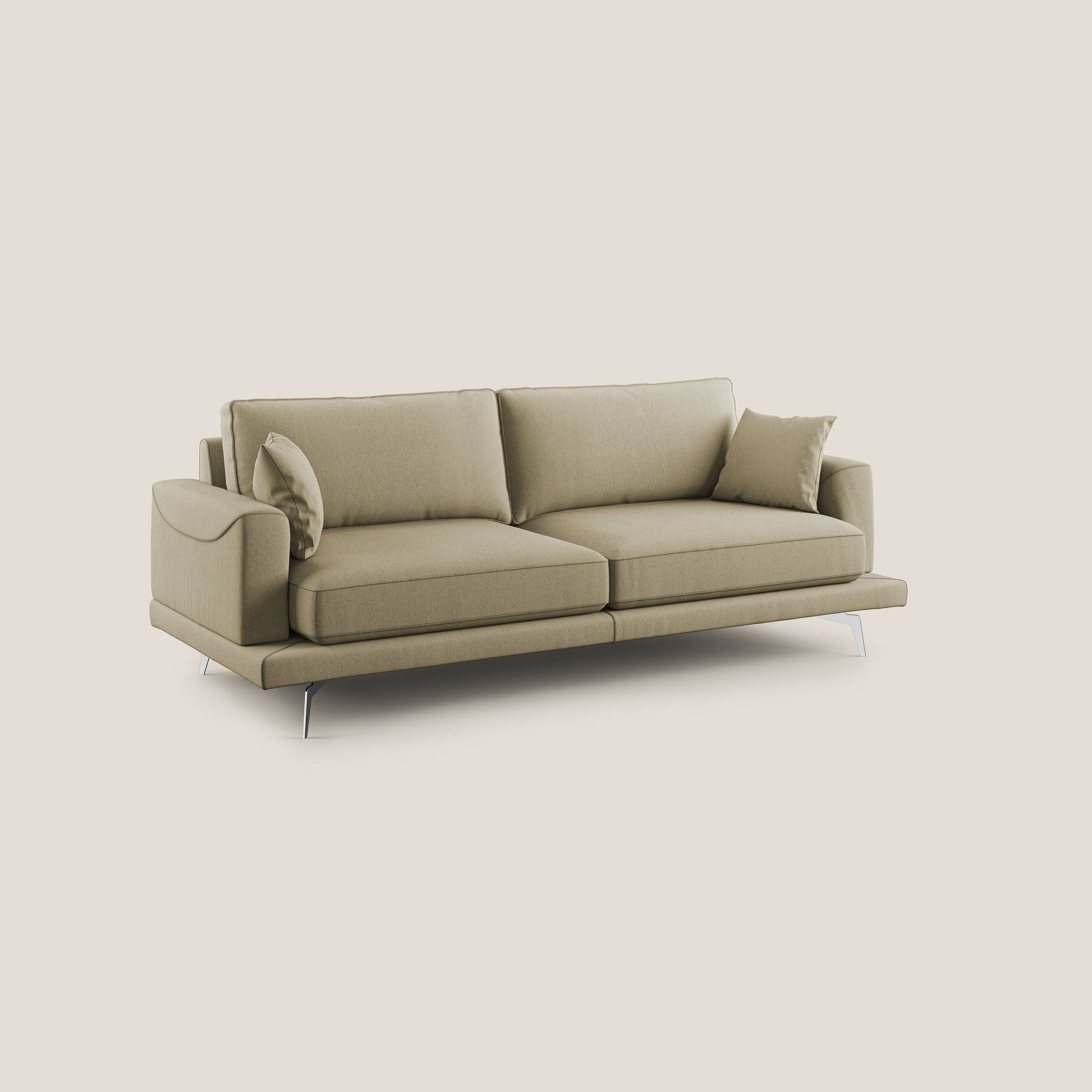 Divano 3 Posti 218x88x93 cm in Tessuto Cammello