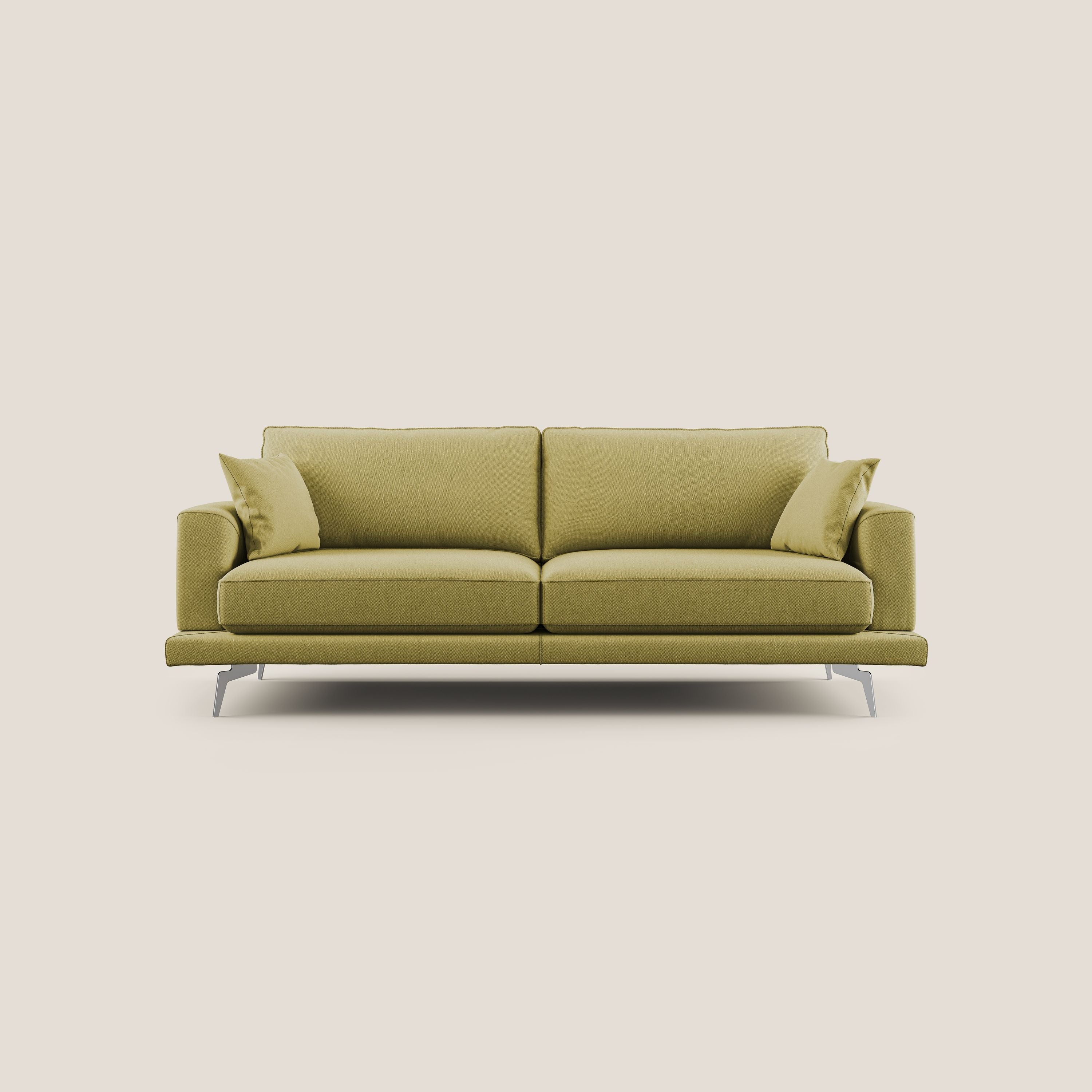 Divano 3 Posti 218x88x93 cm in Tessuto Giallo