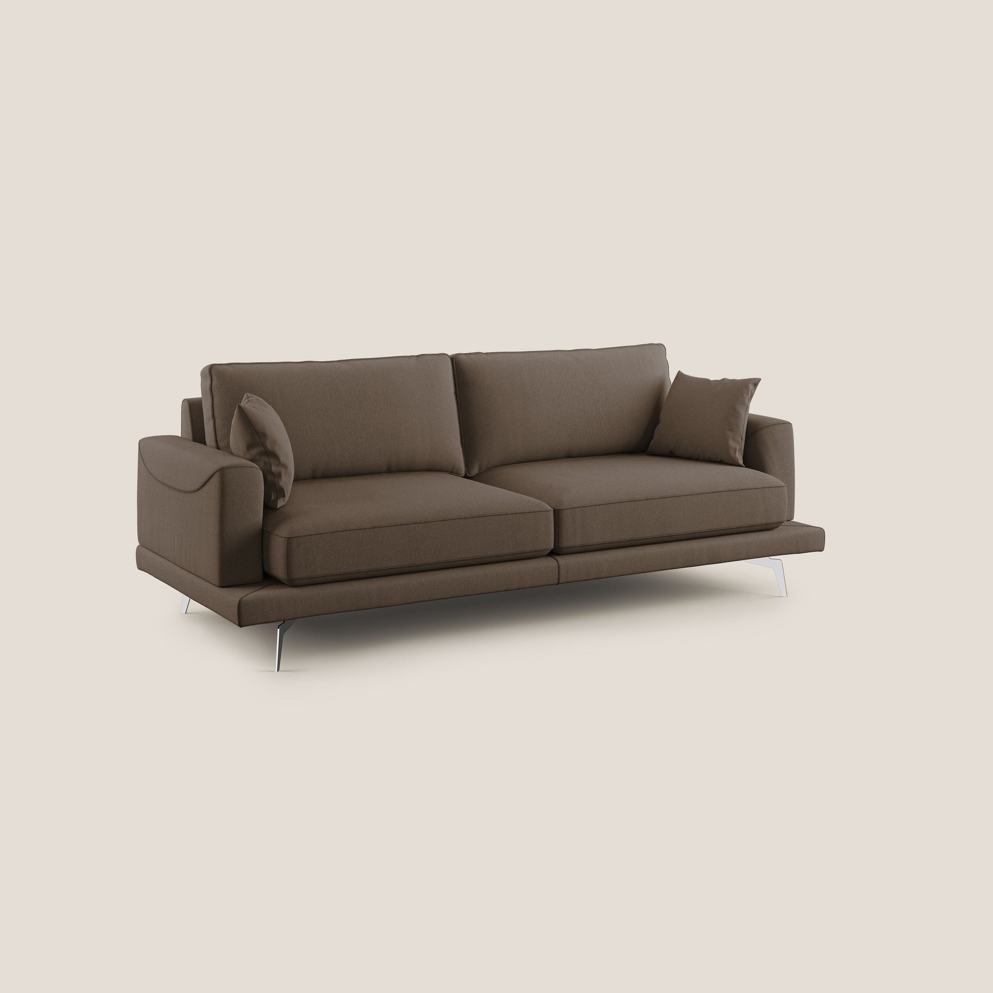 Divano 3 Posti 218x88x93 cm in Tessuto Marrone