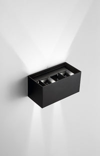 DOUBLE CUBE APPLIQUE DA ESTERNO 20W 1540LM 4000K IP65 NERO 20X10CM