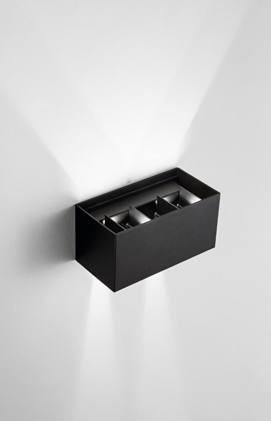 DOUBLE CUBE APPLIQUE DA ESTERNO 20W 1540LM 4000K IP65 NERO 20X10CM