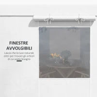 Copertura per Gazebo 3x3 m in PE Impermeabile con Porte a Cerniera e Finestre, Bianco