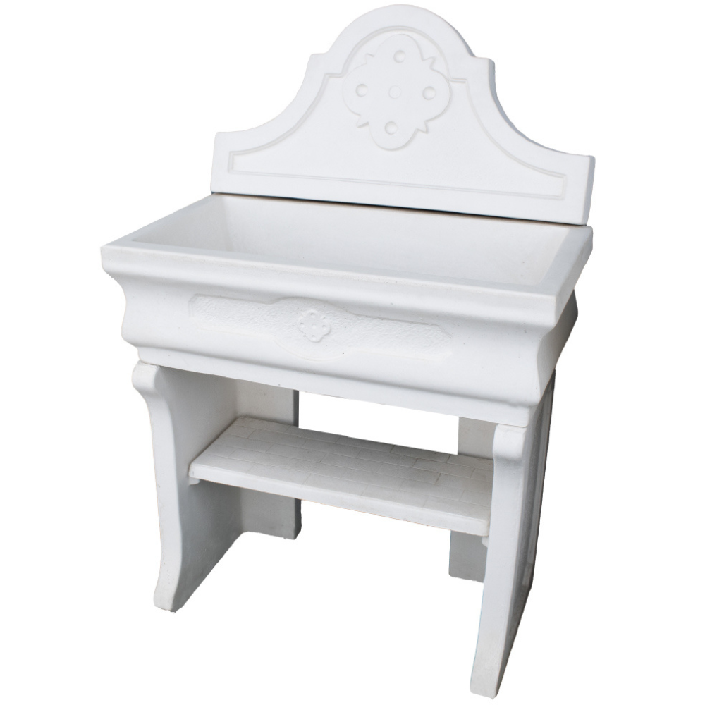 Pilozza lavabo bianca serie romantica cemento calcestruzzo 90 x 50 x h.28 cm