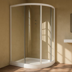 Ogomondo box doccia semicircolare bianco due ante cristallo temprato *** misure 87-89,5x87-89,5xh185 cm trasparente, ...