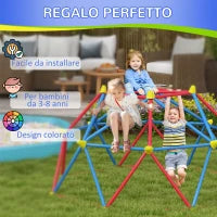 Cupola per Arrampicata Bambini 3-8 Anni, Struttura in Metallo per 4 Bimbi, Ø183x90cm, Multicolore