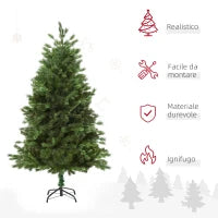 Albero di Natale Artificiale Gigante 150cm Realistico, Decorazione di Natale con 440 Rami, Base Pieghevole e Rimovibile