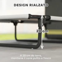 Letto per Cani Grandi Pieghevole con Tessuto a Rete da Interno ed Esterno, 107x61x20 cm, Grigio Chiaro