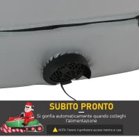 Babbo Natale Gonfiabile su Motoslitta 160cm con Luci LED Integrate, Decorazione Natalizia da Esterno, Verde e Rosso