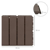 Set 9 Mattonelle a Incastro per Terrazzo, Piastrelle per pavimenti (30x30x2cm) in PP Antiscivolo, Area: 0.81 mq Marrone