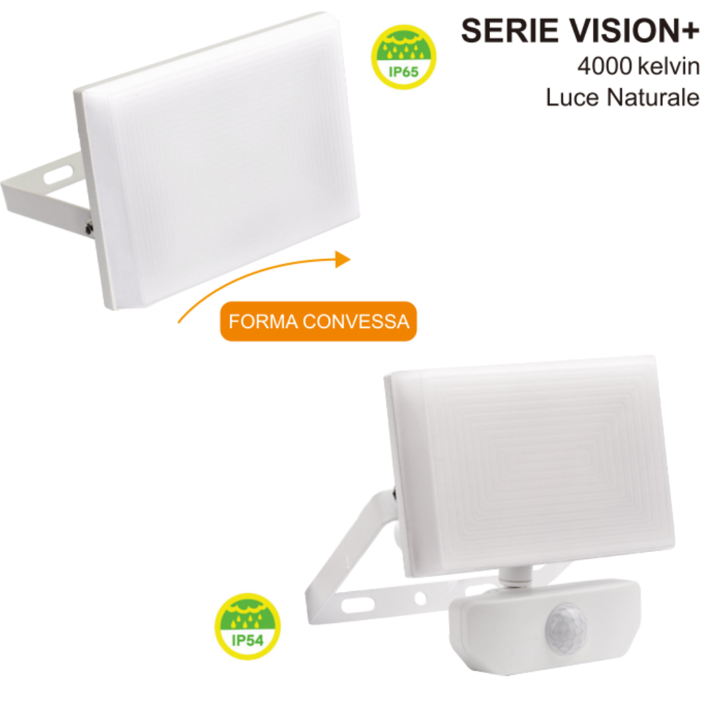 Ecova proiettore led vision pro forma convessa 4000lm con pannello solare