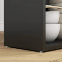 Tavolo Alto da Bar con 3 Ripiani, Struttura in Legno, Stile Moderno 112x57x106 cm Nero e Naturale