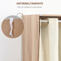 Armadio Guardaroba in Truciolato con Guida per Appendere, 3 Cassetti in Poliestere e 3 Ripiani, 105x48x160 cm