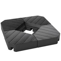 Set 4 Mattonelle Base per Ombrellone a Braccio Riempibili con Acqua o Sabbia fino a 80 kg, Nero