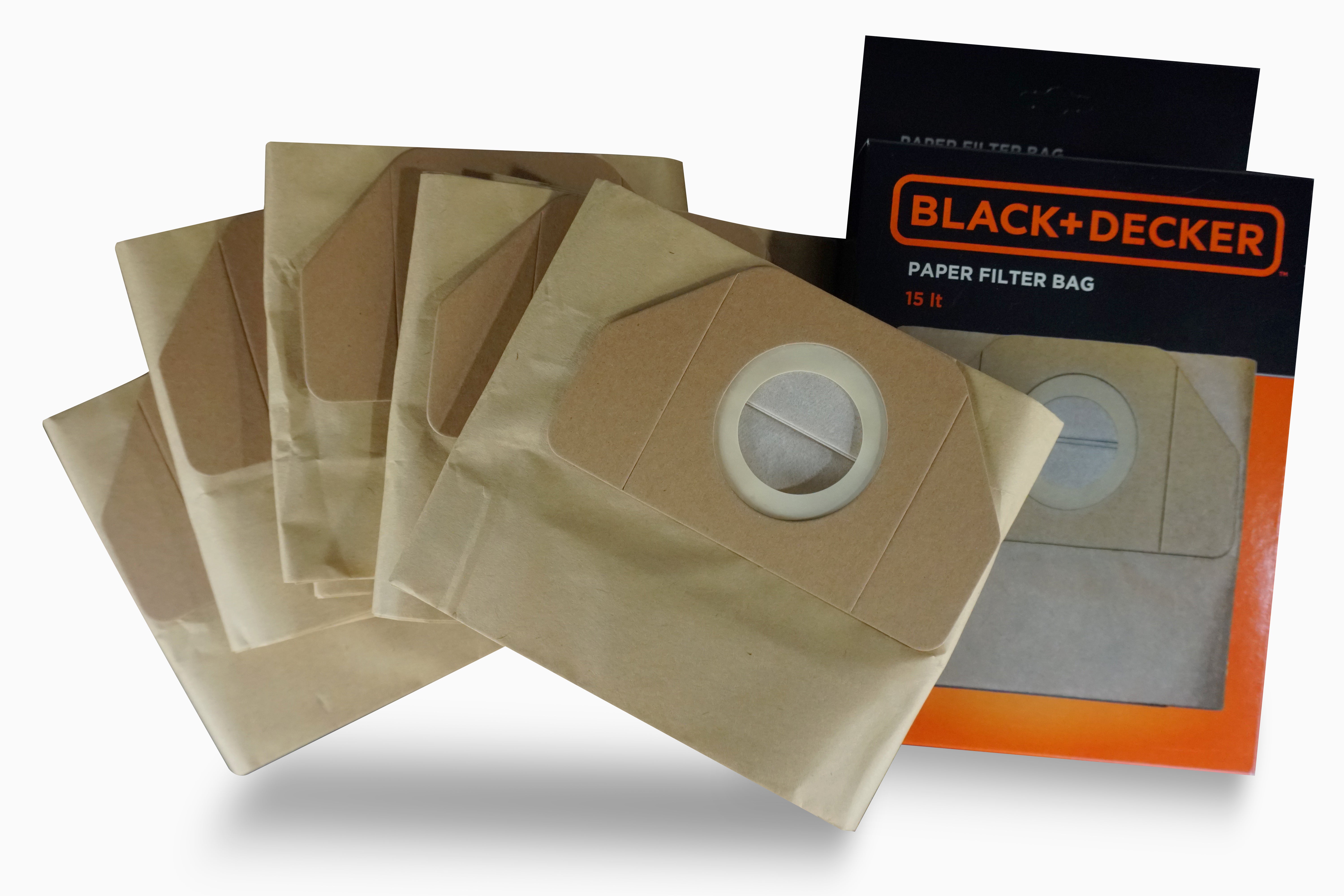 Black+Decker Sacchetti Filtro in Carta 30 l per Aspiratori Solidi e Liquidi (5 pcs)