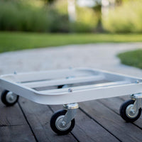 Carrello per vasi in cemento e terracotta quadro