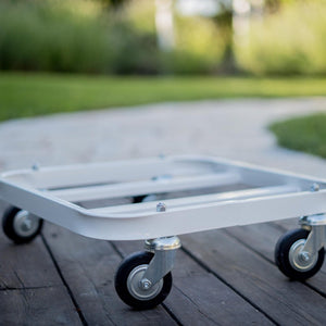 Carrello per vasi in cemento e terracotta quadro