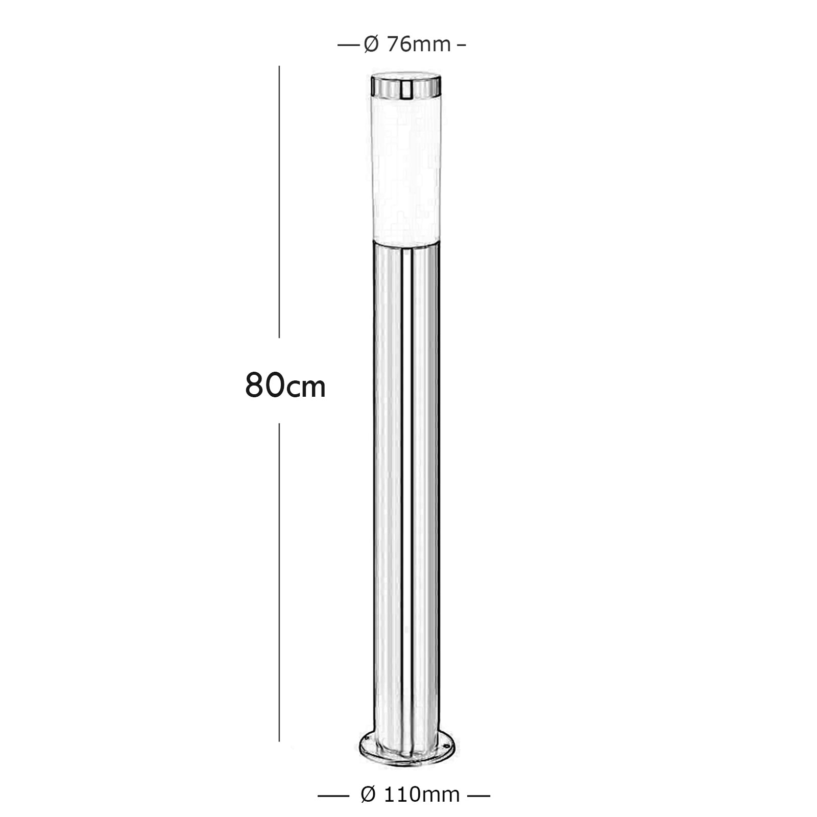 TOKYO Lampione LED attacco E27 acciaio inox palo 80cm impermeabile esterni luce giardino viale cortile 230V MISURA 80CM