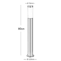 TOKYO Lampione LED attacco E27 acciaio inox palo 80cm impermeabile esterni luce giardino viale cortile 230V MISURA 80CM